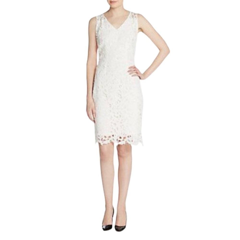 T TAHARI | Kimber Lace Overlay Shift Dress